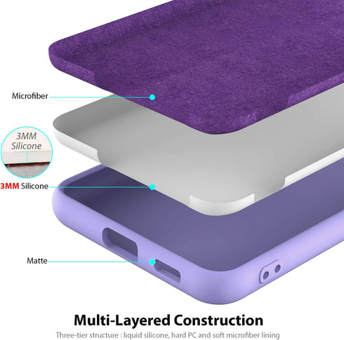 ZUSLAB Nano Silicone Compatible with Samsung Galaxy S21 Ultra 5G Case Liquid Silicone Rubber Shockproof Soft Full Protection Case - Purple...