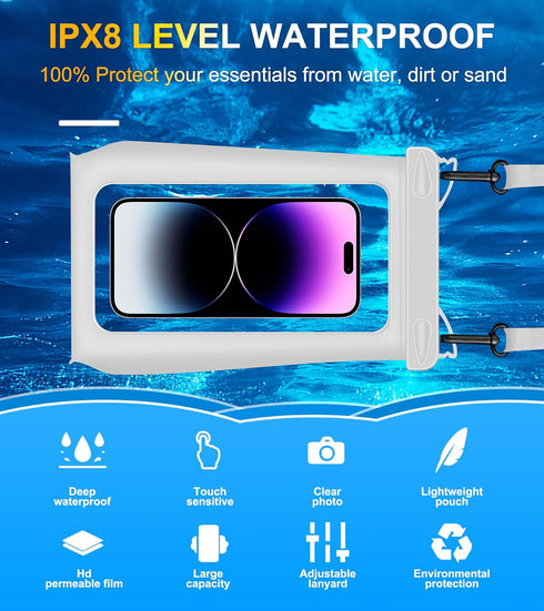 Universal Oversized Floating Waterproof Pouch with Lanyard,Underwater Dry Bag for iPhone 15 14 13 12 11 Pro Max XS XR X,Samsung Galaxy S24,Google ...