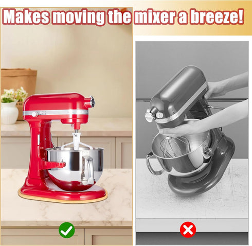 Mixer Sliding Slider Compatible with KitchenAid Bowl Lift Mixer - Bamboo Kitchen Countertop Storage Mover Sliding Caddy Moving Tray for Kitchen Ai...