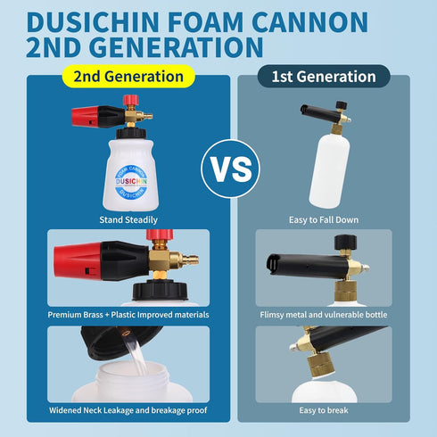 DUSICHIN Foam Cannon Soap Cannon for Pressure Washer Foam Gun Soap Sprayer 4000 PSI Wide Neck Snow Foam Gun Adjustable Nozzle Car Washer with 1L C...