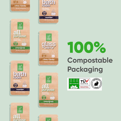 Eco-Friendly Cleaning Tablet Variety Pack - Multi-Surface, Glass & Bathroom Cleaner Refills, Compostable, Plant-Based, Family & Pet Safe - Sample ...