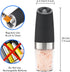Gravity Electric Pepper and Salt Grinder Set, Battery Operated Pepper Mill with Blue LED Light, One Hand Operation, Flip to Grind, Adjustable Coar...