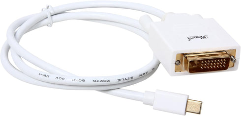 Mini DisplayPort to DVI Cable, White, 3 Feet Mini DP to DVI Cable with Gold Plated Connector, Mini DisplayPort Male (Thunderbolt Supported), DVI M...