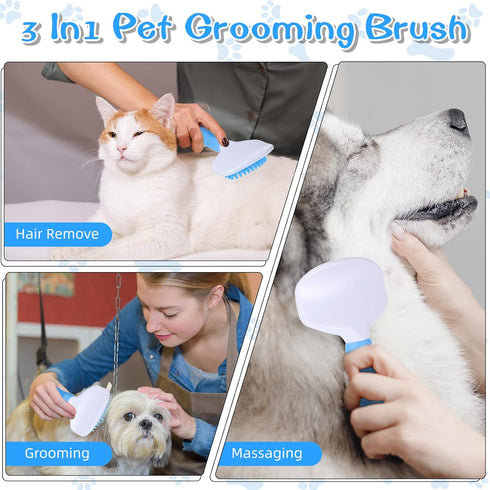 Dog Bath Brush Pet Brush with Soft Silicone Bristles Dog Wash Brush Rubber Dog Bath Scrubber Dog Grooming Brushes Pet Deshedding Massage Brush wit...