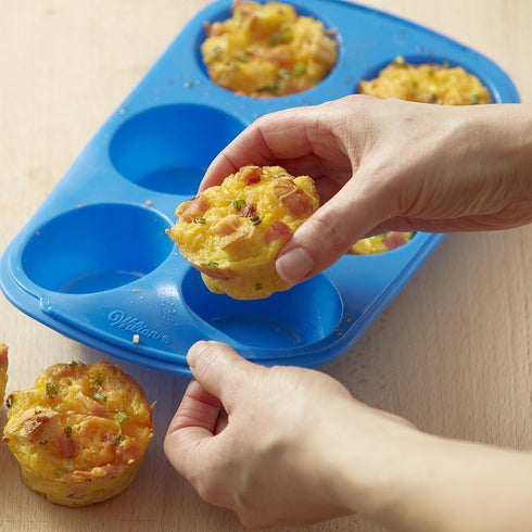 Wilton Easy-Flex Silicone Muffin and Cupcake Pan, 6-Cup, Blue...