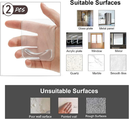 BRIOFOX Extra-Large Adhesive Shower Curtain Rod Holder | No Drilling | Invisible Wall Mount Holder | Transparent Rod Retainer, 2 Pack(Rod Not Incl...