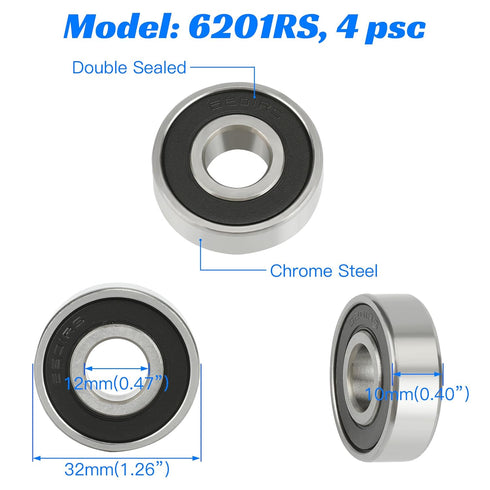 YOXUFA Front and Rear Wheel Bearing Kit for Coleman CT100U CC100X KT196 Baja Doodlebug DB30 Motovox Mbx10 mbx11 mmb80 105cc Realtree RT200 RB100 R...