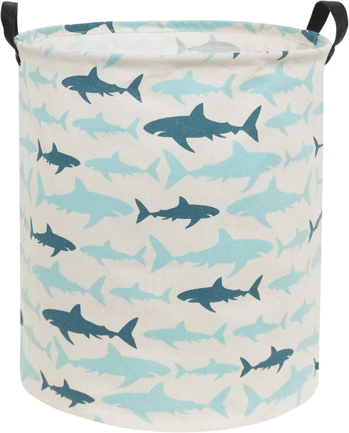 HIYAGON Kids hamper Shark Baby Boys Hamper Kids laundry Hamper Basket Cute Toy Storage Basket Bin Nursery Hamper Girls Shark room Decor (Blue Shar...