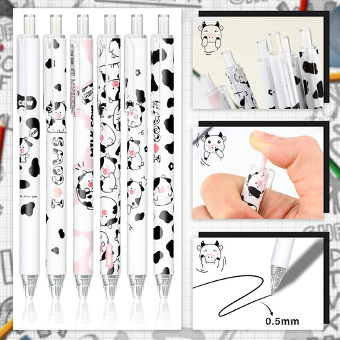18 Pieces Cow Print Stuff, 12 Cow Pens and 300 Sheets Cow Notes with 5 Styles, Aesthetic Pens, Cow Print Gifts for Christmas Office School Supplie...