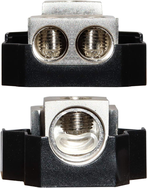 ZOOKOTO 2 Way Power Distribution Block for Car Audio Splitter,1 X 0/2/4 Gauge in / 2 X 4/8 Gauge Out...