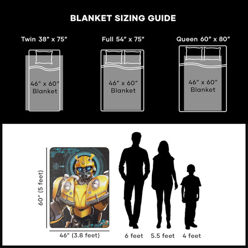 Northwest Transformers Micro Raschel Throw Blanket, Ultra Soft Throw, 46 x 60 Inches, Be Alert...