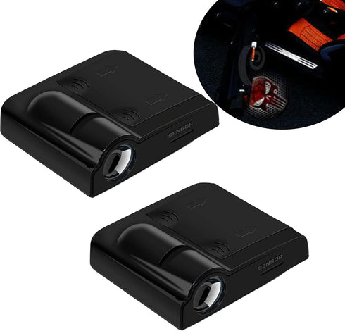 Pack-2 Car Door Lights, Red Skull LED Ambient Car Decorative Lights, HD Automatic Logo Projector Universal Lights for Most Cars SUVs (Black)...