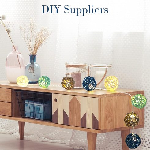 DomeStar 24PCS Blue Decorative Balls for Bowl Centerpiece, 2 Inch Rattan Balls Bowl Fillers Decor - Wicker Twig Orbs Spheres, Wedding Home Vase Ta...
