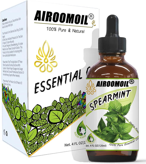 Spearmint Essential Oil Natural Skincare Shampoo Soap Aromatherapy Diffuser & Outdoors Oil with Premium Glass Dropper 4 Fl Oz...