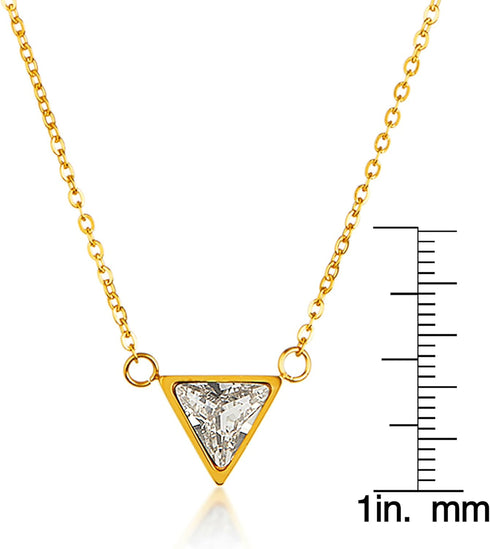| ELYA Polished Cubic Zirconia Triangle Stainless Steel Pendant Necklace...