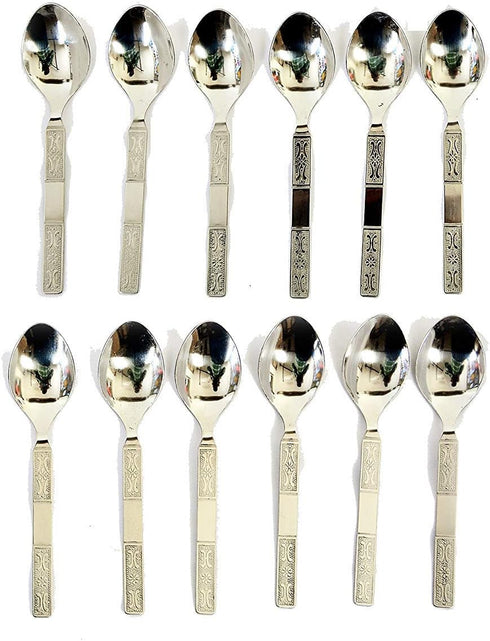 Stainless Steel TEA/COFFE AND Spice Box Spoons Set of 12 (Silver) (Small Tea spoon)...