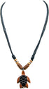 BlueRica Adjustable Cord (black) Necklace with Wood and Shell Turtle Pendant and Wood Bead Accents...