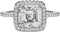TwoBirch Halo Cushion Asscher Cut Prong Set Engagement Ring in 18k White Gold Plated Sterling Silver and CZ...