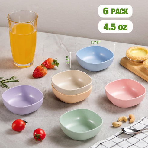6 Pack Wheat Straw Soy Sauce Dishes, 4.5 OZ Small Dessert Bowls, Unbreakable Dipping Bowls, Pinch Bowls Set, Dipping Sauce Cups, Mini Prep Bowls, ...