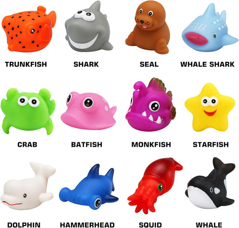 Bath Toys, 12 Pcs Light Up Ocean Sea Animal Set, Flashing Colorful LED Light Floating Bathtub Toys for Baby Infant Kid Toddler Preschool, Great Gi...