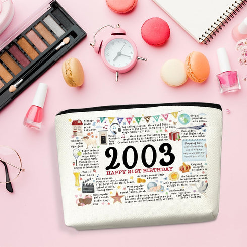 21st Birthday Gifts for Her 2003 Makeup Bag Gifts for 21 Year Old Female Cosmetic Bag Cool 21st Birthday Gifts 21st Birthday Ideas for Women Frien...