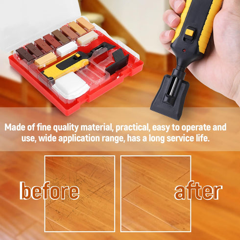 Wood Floor Furniture Scratch Repair Kit of 11 Colors Wax, Leepesx Laminate Repairing Kit with Melting Tool for Cracked Stone Crack Chip Ceramic Fl...