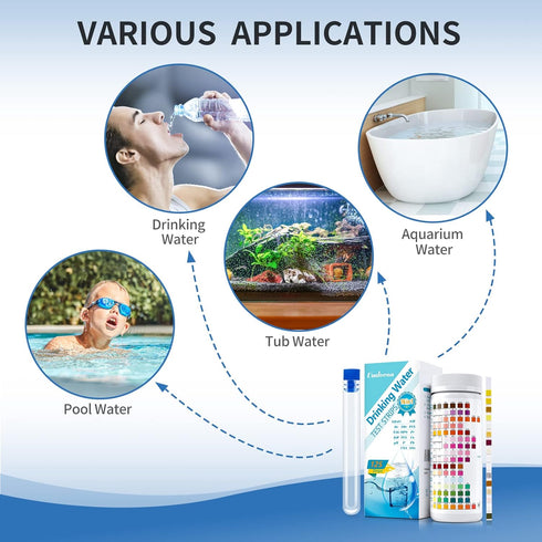 16 in 1 Premium Water Test Kit - 125 Home Water Quality Test Strips for Well and Tap Test Kit - Testing for pH, Hardness, Chlorine, Lead, Iron, Co...