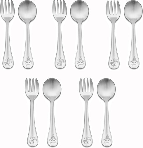 10-Piece Kids Silverware Set, LIANYU Toddler Utensils for 2-6 Year Old, Stainless Steel Preschooler Children Flatware Cutlery Set, Includes 3 Kniv...