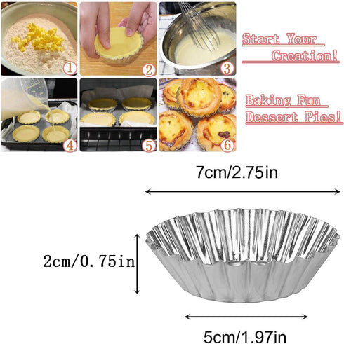 Egg Tart Molds 32Pack Tart Pan 2.75inch, Mini Tart Tins Aluminium Mini Tart Pans for Baking (32Pack-2.75inch)...
