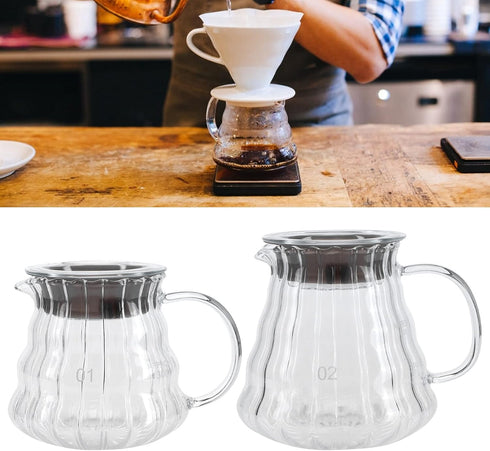 Fdit Transparent High Borosilicate Glass Coffee Pot Exquisite Coffee Maker Kettle Teapot Supply with Rubber Cover for Home Hotel Office(1#) Coffee...