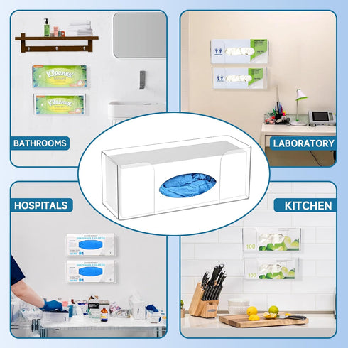 Acrylic Glove Box Holder Dispenser, Glove Holder for Wall Mount Clear Acrylic Glove Rack Wall, Floating Mask Dispenser for Medical Latex Rubber Di...