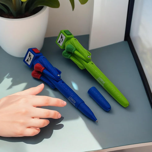 Boxing Pen Robot - ?2PCS? with Punching Arm and Crisp Button Sound - Funny and Cool Novelty Pen - Boxing Gifts - Blue/Green Colors - 1.0mm Smooth ...
