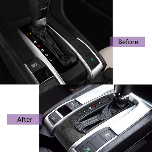 Xotic Tech Gear Shift Panel Frame Cover Trim Carbon Fiber Pattern, Compatible with Honda Civic 10th Gen 2016 2017 2018 2019 2020 2021 (Automatic T...