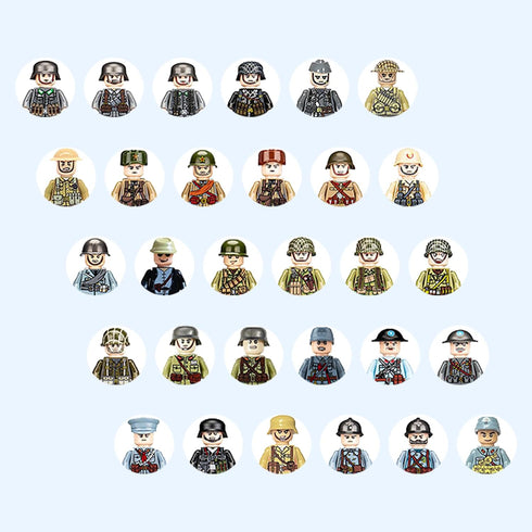 WW2 Soldier Minfigures Toy for Kid, 30 National Military Figures American German British Italian French Other National Figures Battle Playset, For...