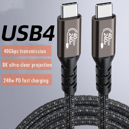 240W 3.2FT USB4 Fast Charging Cable USB-C to USB-C, Compatible with Thun-debalt 4/3, Supports 8K@60Hz Display & 40Gbps Data Transfer, for All Type...