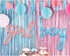 Gender Reveal Decoration Set - Metallic Fringe Curtains + BOY Girl Foil Balloons Gender Reveals Party Photo Backdrop (Pink/Blue)...