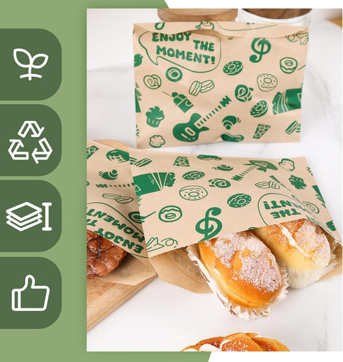 VGOODALL 50PCS Paper Sandwich Bags, Small Snack Bags 8.1x6.6inch Wax Paper Bags for Snack Sandwich Picnic...