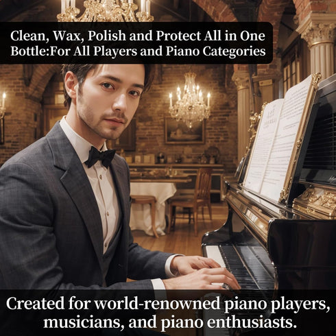 Piano Cleaner and Polish, Clean, Wax and Protect Glossy All in One Bottle Restore the Shine, Remove Fingerprints and Stains, and Enhance the Brigh...