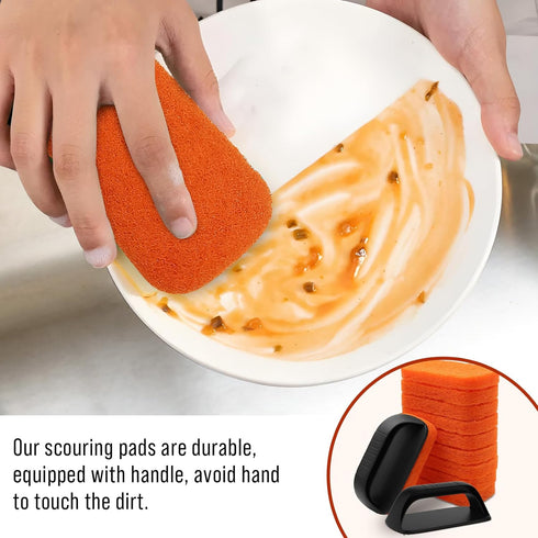12-Piece Griddle Cleaning Kit for Blackstone, Flat Top Grill Cleaning Kit Non-Scratch Scouring Pads for Kitchen - 10 Scrubber Pads and 2 Handles...