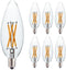 6 PCS C32 Candle Filament LED Bulb, Warm White Light, 4W Equals 40W, E12 Candelabra Base Edison Bulb, Clear Glass Light Bulb for Pendant Chandelie...