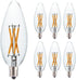 6 PCS C32 Candle Filament LED Bulb, Warm White Light, 4W Equals 40W, E12 Candelabra Base Edison Bulb, Clear Glass Light Bulb for Pendant Chandelie...