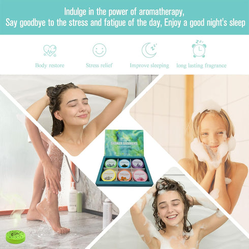 Shower Steamers Aromatherapy 6 PCS Bath and Body Works Restore Self Care Eucalyptus for Shower Bombs with Essential Oil Bubble Skincare Bath Stres...