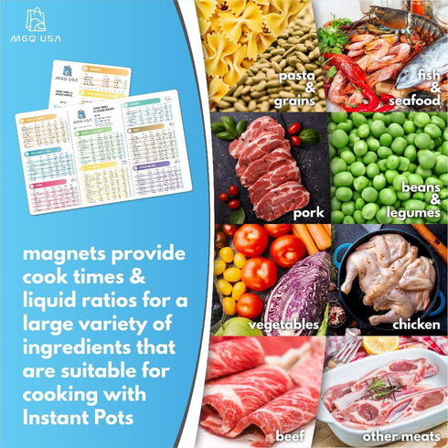 Instant Pot Magnetic Cheat Sheet Set - Pressure Cooker Quick Reference Guide Magnets - Clear and Easy Cooking Time and Liquid Ratio Instructions- ...