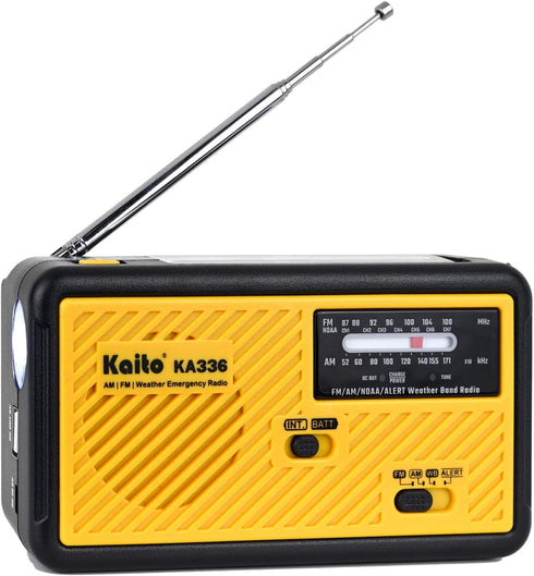 Kaito Voyager ECO Emergency Radio KA336 AM/FM NOAA Weather Alert 5-Way Powered Solar Crank Radio Receiver with LED Flashlight and USB Mobile Phone...
