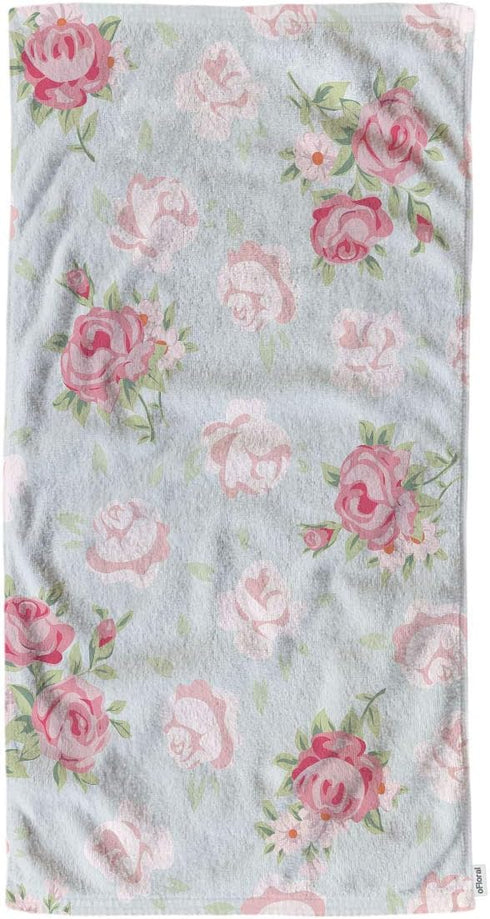 oFloral Pink Rose Hand Towels Cotton Washcloths,Elegance Seamless Pattern with Shabby Chic Rose Flowers in Vintage Style Soft Towels for Bathroom/...