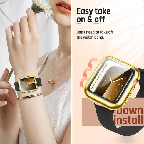 Goton Waterproof Case for Apple Watch 41mm Series 9 8 7 with Tempered Glass Screen Protector, iWatch Full Protective Hard PC Bumper Case Face Cove...