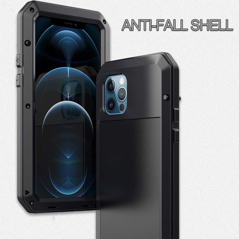 Marrkey for iPhone 12 Case,Full Body Protective Cover Heavy Duty Shockproof Tough Armour Aluminum Alloy Metal Case with Silicone Built-in Screen P...