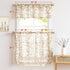 Treatmentex Leaf Tier Curtains for Kitchen 24" Short Curtains for Bathroom Window Curtains Print White and Taupe 2 Panels...