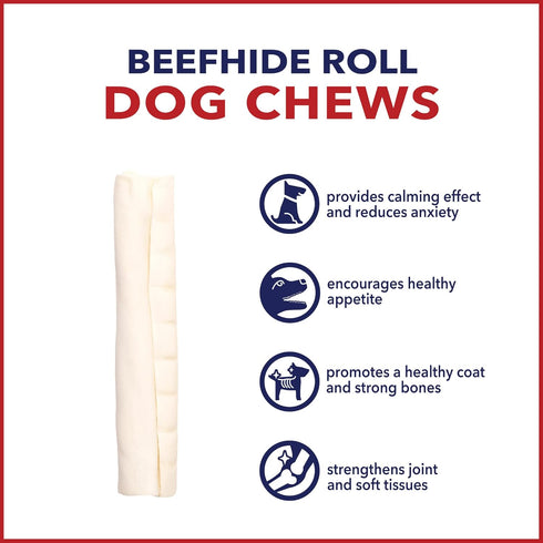 Pet Factory American Beefhide 7" Rolls Dog Chew Treats - Natural Flavor, 4 Count/1 Pack...