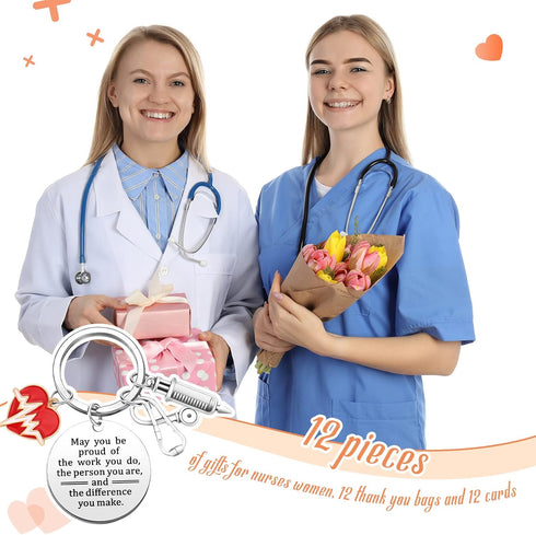 Henoyso 36 Pcs Nurse Gifts Nurse Keychain Bulk Nurse Week Appreciation Gift for Nurse Student Medical Assistant Nurse Day(White)...